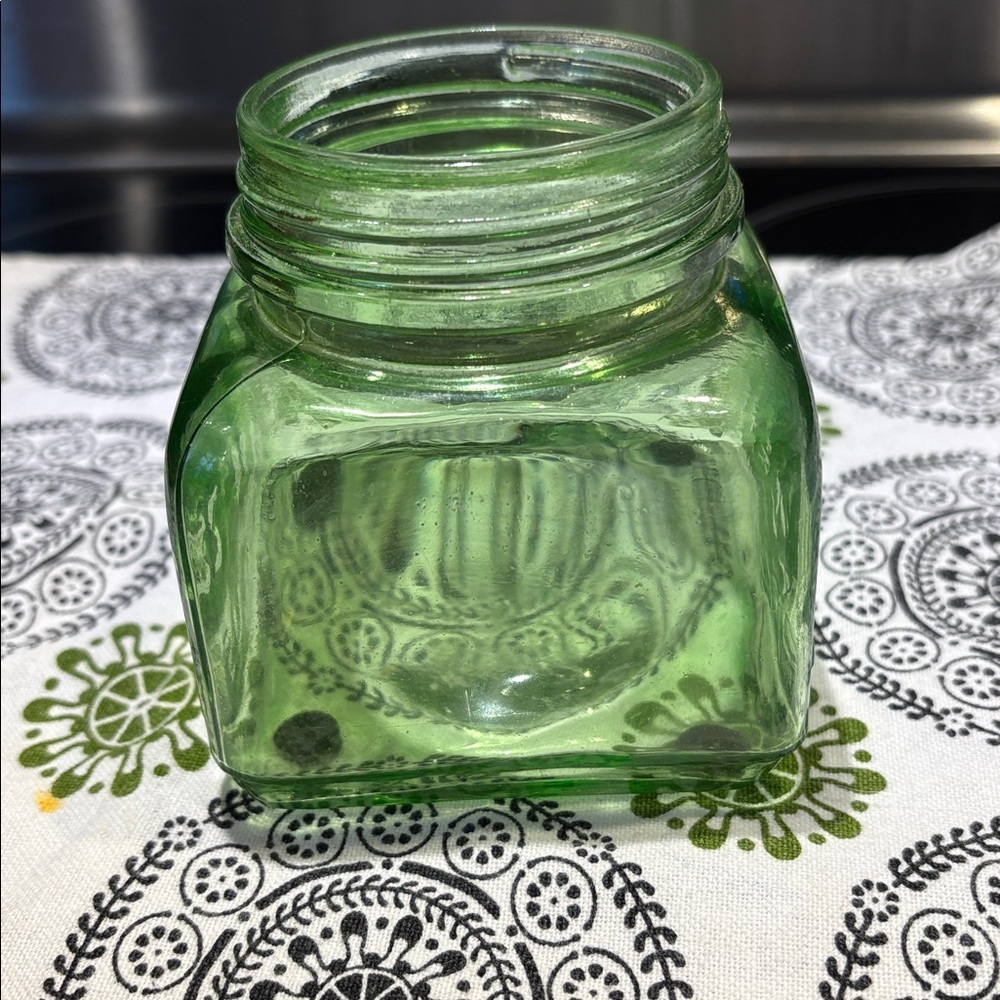 Green Glass  Jar with Metal Lid Size Small - Picture 6 of 9